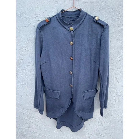 Womens Long Sleeve Italian Military Style Sequins Angel Wings Shirt Top Blue M - Picture 10 of 10